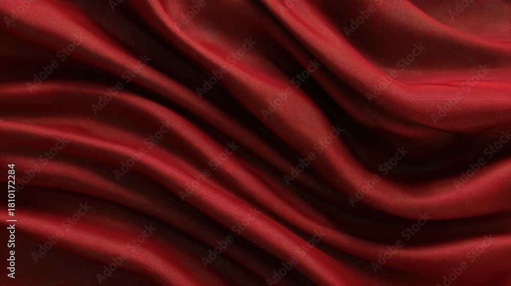 Obraz premium Rich red fabric flows smoothly creating soft waves and reflecting light beautifully.