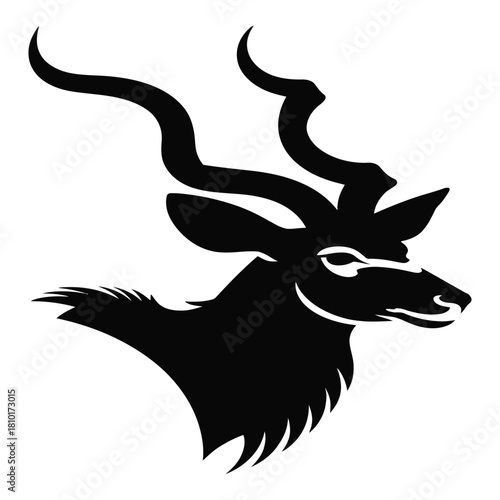 This vector illustration features a kudu head, isolated on white background it embodies wildlife, nature, and african fauna, ideal for projects related to conservation and safari themes