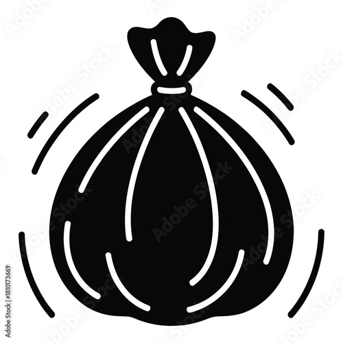 Garbage bag icon isolated on white background symbolizing waste disposal, trash management, recycling efforts, and environmental responsibility, promoting cleanliness and sustainable practices