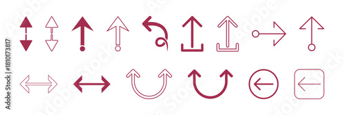 clean directional arrow icon set featuring outline and solid styles, perfect for ui, apps, infographics, and modern vector design use.