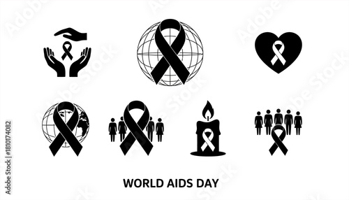 Black & White HIV Prevention Symbol Vector Icons1