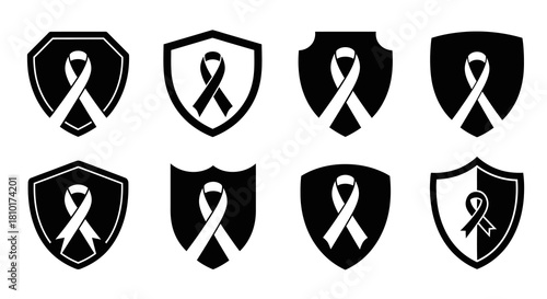 Black & White HIV Prevention Symbol Vector Icons1