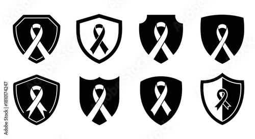 Black & White HIV Prevention Symbol Vector Icons1