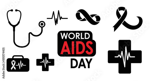 Black & White HIV Prevention Symbol Vector Icons1