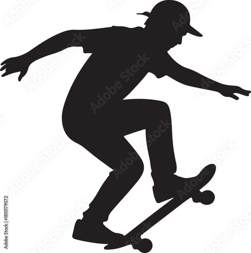 Skateboarder performing trick silhouette icon