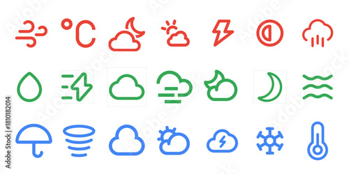 Weather Forecast Color Icons Set