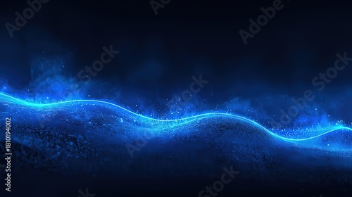 Neon Electric Wave Blue Energy Flow Background