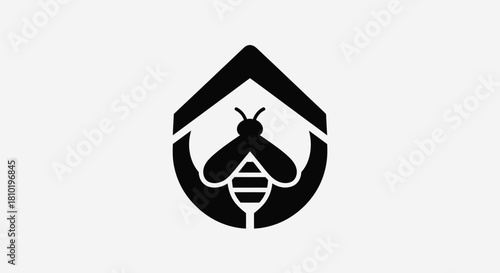 Abstract bee logo graphic black and white design for conceptual imagery