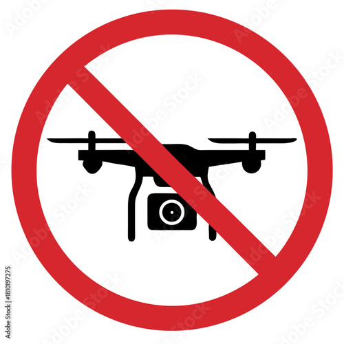 Drone videography prohibition sign on a transparent background