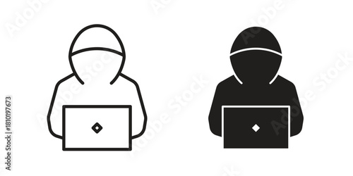 Hacker icon illustration, thin line vector, web design sign,