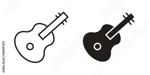 Guitar icon illustration, thin line vector, web design sign,