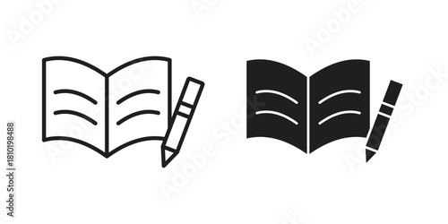 Homework icon illustration, thin line vector, web design sign,
