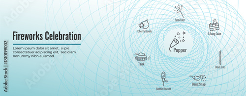 Fireworks and Independence Day Icon Set Web Header Banner