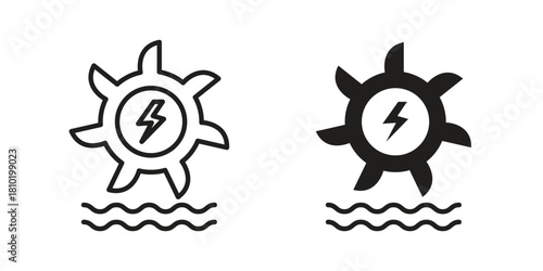 Hydro power icon illustration, thin line vector, web design sign,