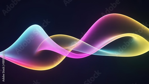High-Resolution Digital Abstract Neon Wave Background Futuristic Glowing Light Flow Art