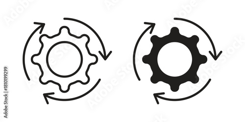 Implementation icon illustration, thin line vector, web design sign,