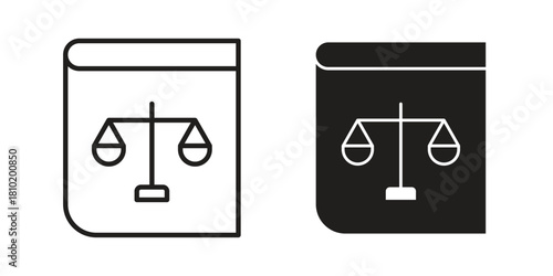 Law book icon illustration, thin line vector, web design sign,
