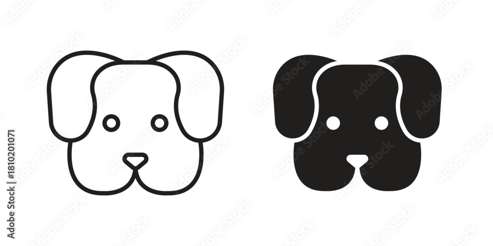 Fototapeta premium Little puppy icon illustration, thin line vector, web design sign,