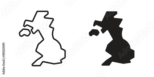 Map of England icon illustration, thin line vector, web design sign,