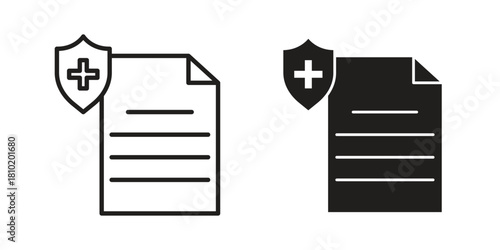 Medical record icon illustration, thin line vector, web design sign,