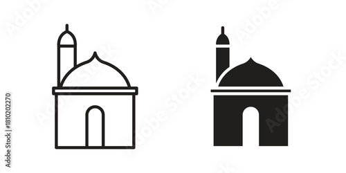 Mosque icon illustration, thin line vector, web design sign,