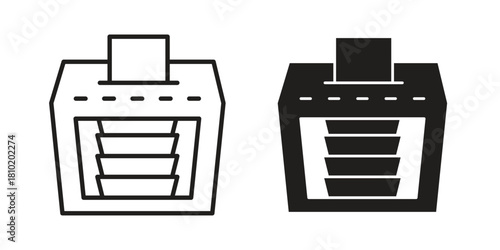 Money counting machine icon illustration, thin line vector, web design sign,