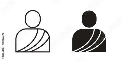 Monk icon illustration, thin line vector, web design sign,