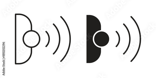 Motion sensor icon illustration, thin line vector, web design sign,