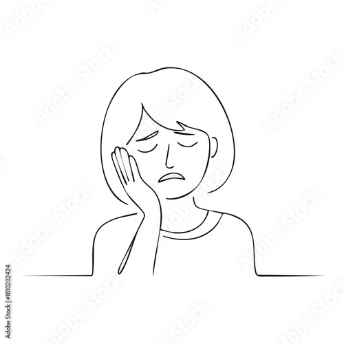 Woman with Toothache, Jaw Pain Illustration