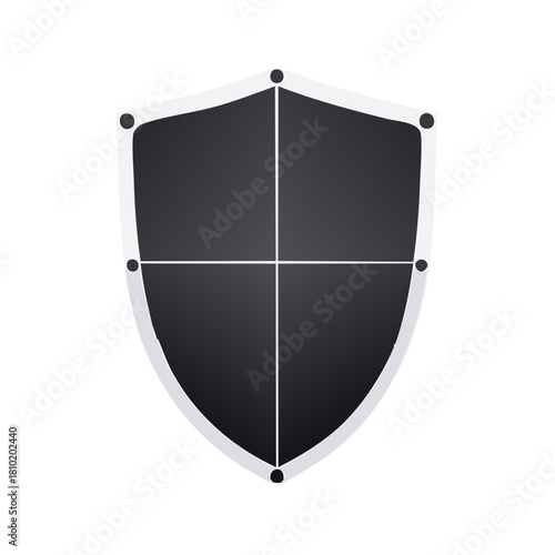 Modern minimalist black shield icon with white border and internal cross design