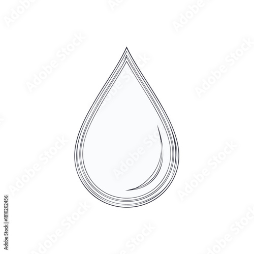 Minimalist line art drawing of a single water drop icon clean pure liquid nature essential element symbol