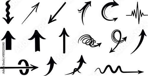 Hand drawn arrows collection directional elements for design and illustration projects