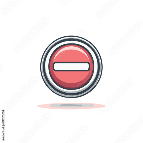 Round no entry traffic sign with red circle and white bar icon