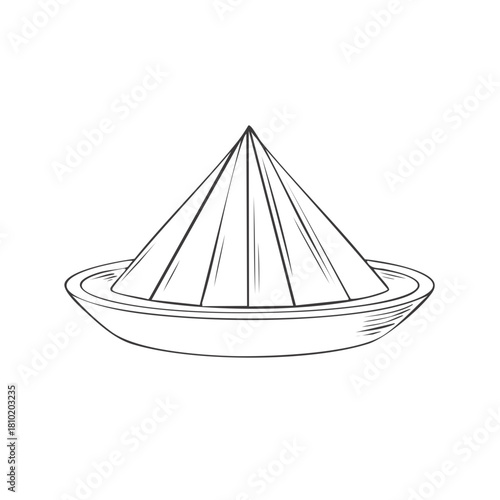 Asian conical hat sketch design, traditional headwear symbol