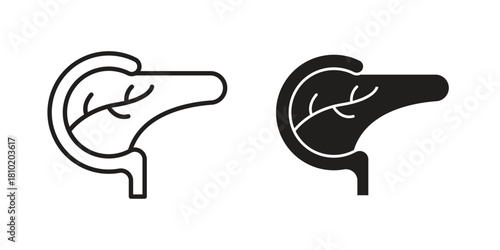 pancreas icon illustration, thin line vector, web design sign,