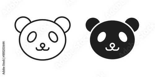 Panda icon illustration, thin line vector, web design sign,