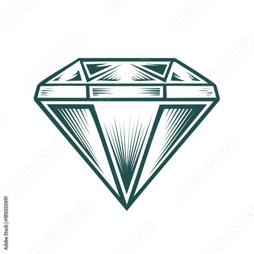 Diamond illustration, vector graphic of a precious gemstone.