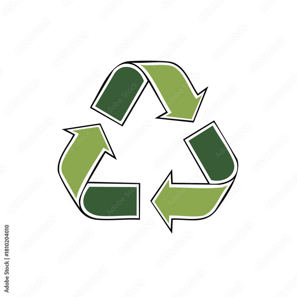 Fototapeta premium Green recycling symbol with arrows on a white background