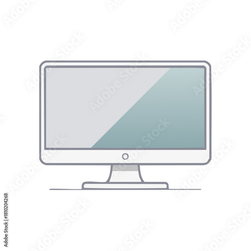 Modern computer monitor with flat screen display on a stand isolated on white