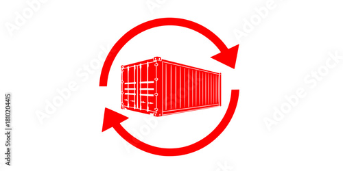 Intermodal Shipping Container Circular Economy Flat Vector Icon
