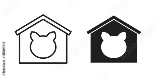 Pet shelter icon illustration, thin line vector, web design sign,