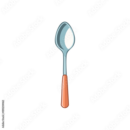 Simple graphic illustration of a breakfast spoon with a contrasting orange grip