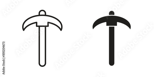Pick axe icon illustration, thin line vector, web design sign,