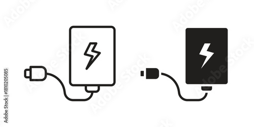 Power bank icon illustration, thin line vector, web design sign,