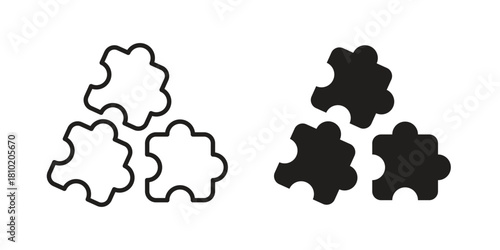 Puzzle icon illustration, thin line vector, web design sign,