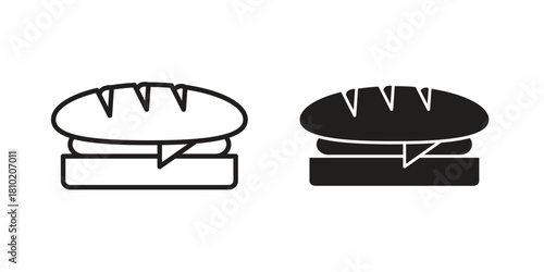 Sandwich icon illustration, thin line vector, web design sign,