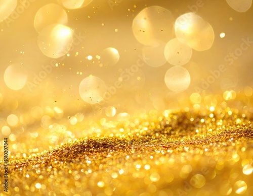 Sparkling golden dust brightens a sunny surface in a vibrant setting Generative AI