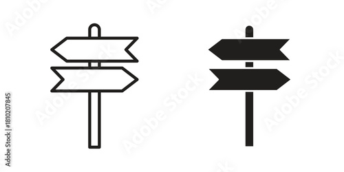 Signpost icon illustration, thin line vector, web design sign,
