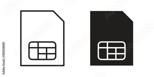 Sim card icon illustration, thin line vector, web design sign,