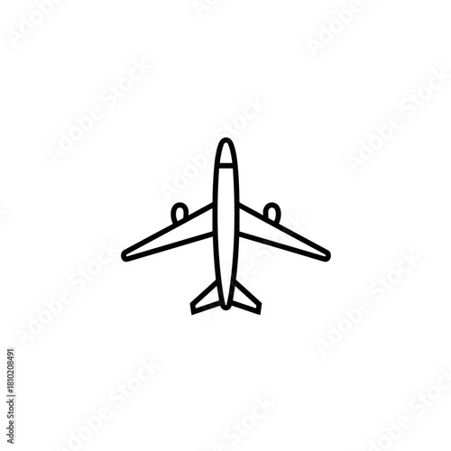 Airplane outline in minimalist style on white background  